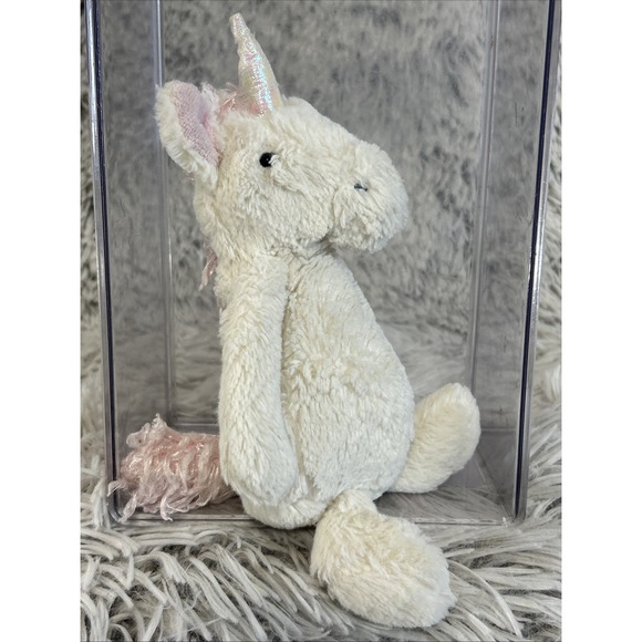 Jellycat London Bashful Unicorn White Pink Mane Plush 8" Stuffed Animal Retired - Picture 3 of 11